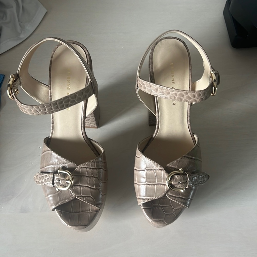 Tan Platform Croc Heels